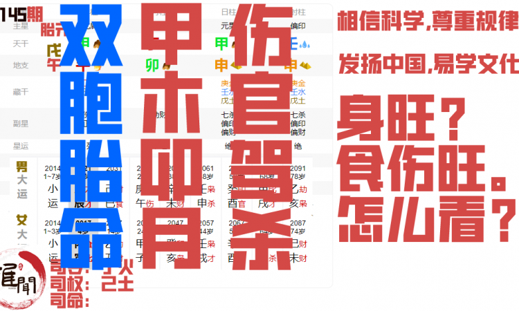 龙凤双胞胎的八字，甲木卯月，羊刃当令，身不弱喜克泄，伤官驾杀缩略图